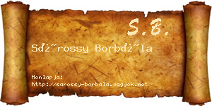 Sárossy Borbála névjegykártya